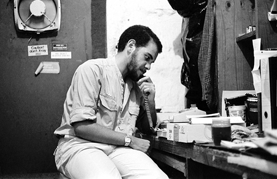 Cedric Nunn at Afrapix darkroom, 1980's.
